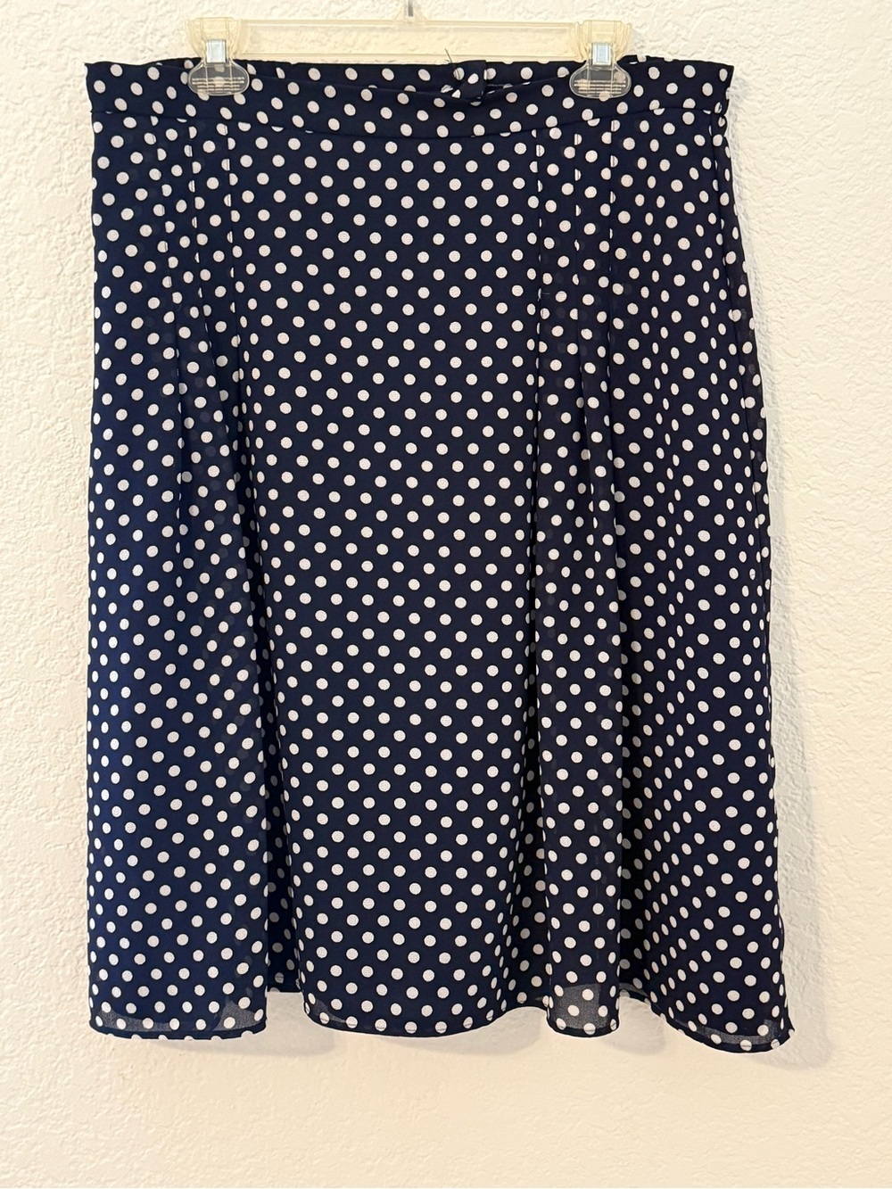 Vintage BFA Classics Preppy Skirt Size 18 Navy Polka Dot Pleated A-Line Made USA